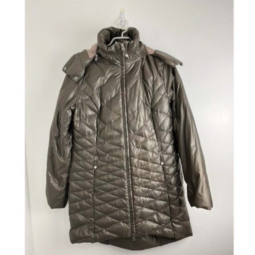 Eddie Bauer Shiny Brown Goose Down EB 550 Fill Power Coat